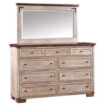 Farmhouse Heritage Reclaimed Wood Tall Amish Dresser with Mirror - Foothills Amish Furniture