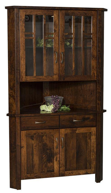 Acadia Amish Corner Hutch - Foothills Amish Furniture