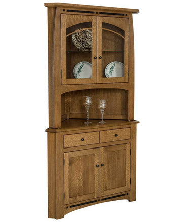 Boulder Creek Amish Corner Hutch - Foothills Amish Furniture