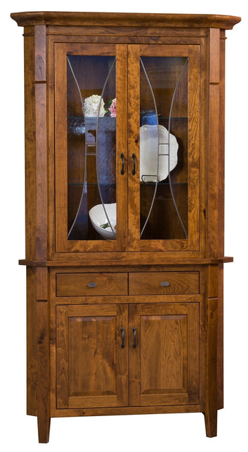Candice Amish Corner Hutch - Foothills Amish Furniture