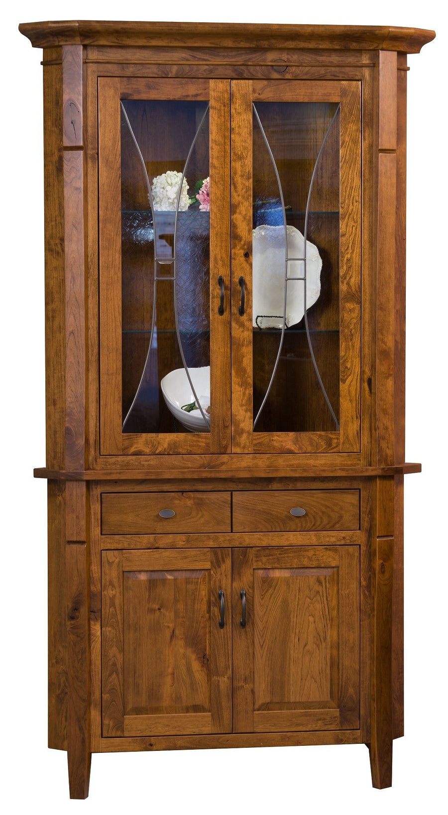 Candice Amish Corner Hutch - Foothills Amish Furniture