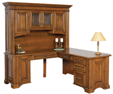 Lincoln Amish Corner L-Shaped Desk & Hutch - Foothills Amish Furniture