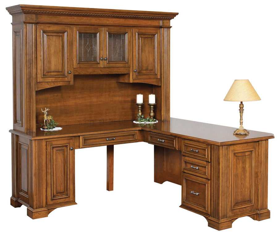 Lincoln Amish Corner L-Shaped Desk & Hutch - Foothills Amish Furniture
